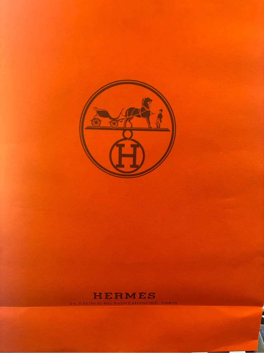 Hermes Orange Logo Shopping Bag